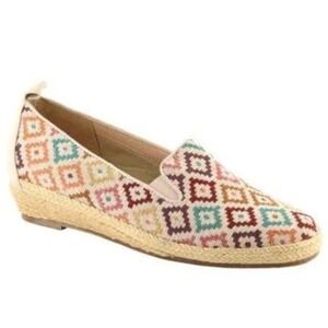David Tate Womens Sanika Diamond Multicolor Slip-On Espadrille Wedge - Size 11W